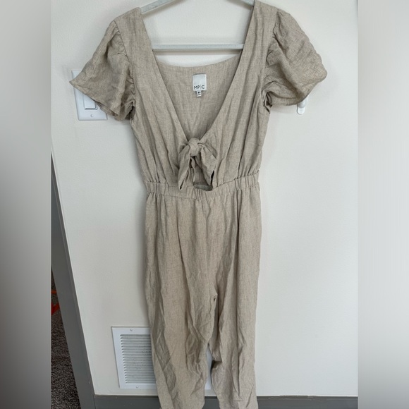 MPC Revolve Tie Front Linen Jumpsuit. Size Medium. - Picture 3 of 6